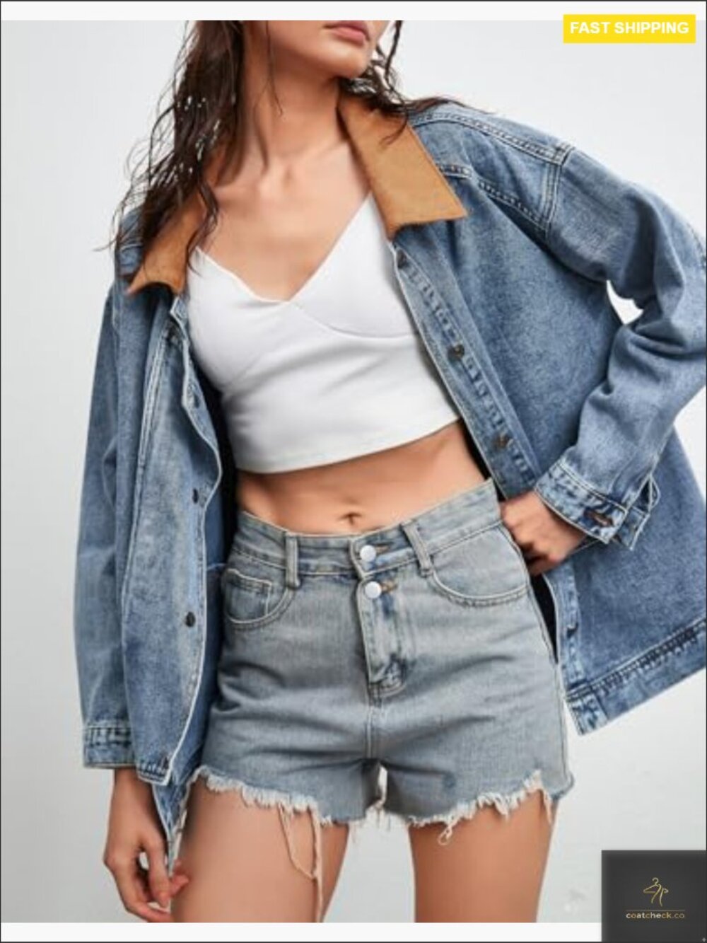 Oversized Striped Denim Jacket Long Sleeve Button Down Casual Trendy Coat - Picture 3 of 7
